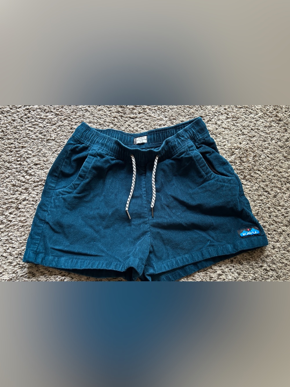 Kavu Teal Corduroy Drawstring Shorts
